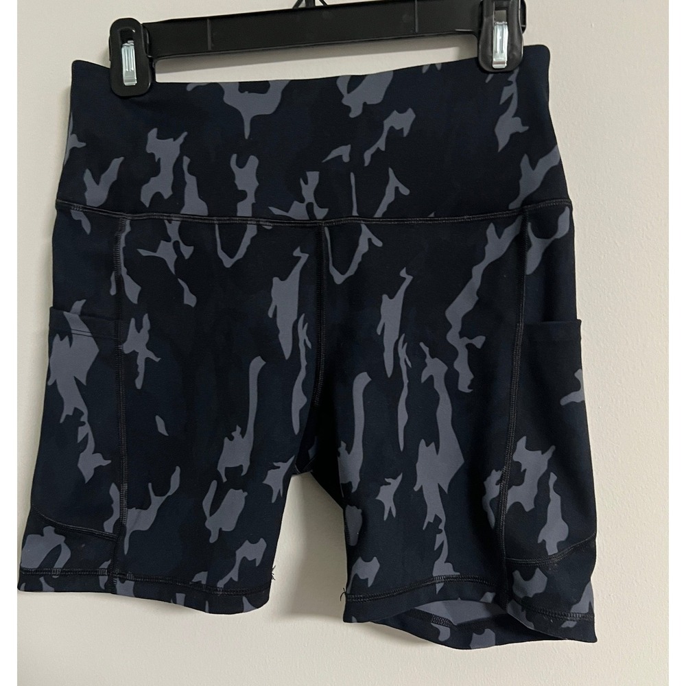IUGA Camo High Waisted Biker Shorts Medium Black Gray Athletic Pockets Workout